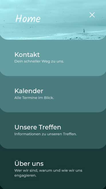 Mobiles Menü der Website der Selbsthilfegruppe „Atem-Optimisten“ – Webdesign von GRALKE-MEDIA