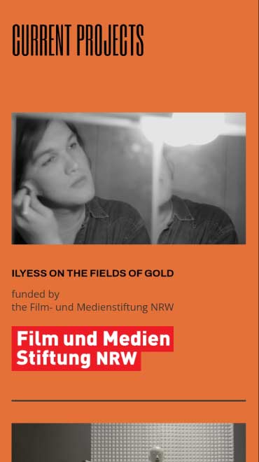 Mobile Ansicht der Projektdarstellung zum Dokumentarfilm „Ilyess on the fields of gold“, gefördert von der Film- und Medienstiftung NRW GmbH – individuelles Webdesign von GRALKE-MEDIA