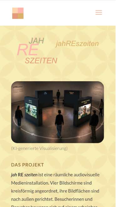 Mobile Ansicht der Website-Startseite des partizipativen Kunstprojekts „jahREszeiten“ der Stadt Recklinghausen – individuelles Webdesign von GRALKE-MEDIA
