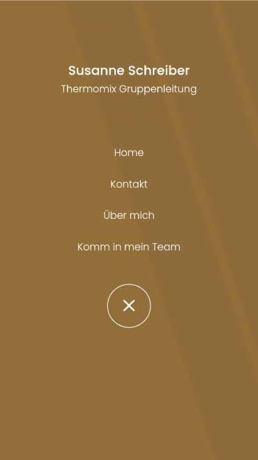 Mobile Navigation der Website von Susanne Schreiber, Thermomix Gruppenleitung – individuelles Webdesign von GRALKE-MEDIA